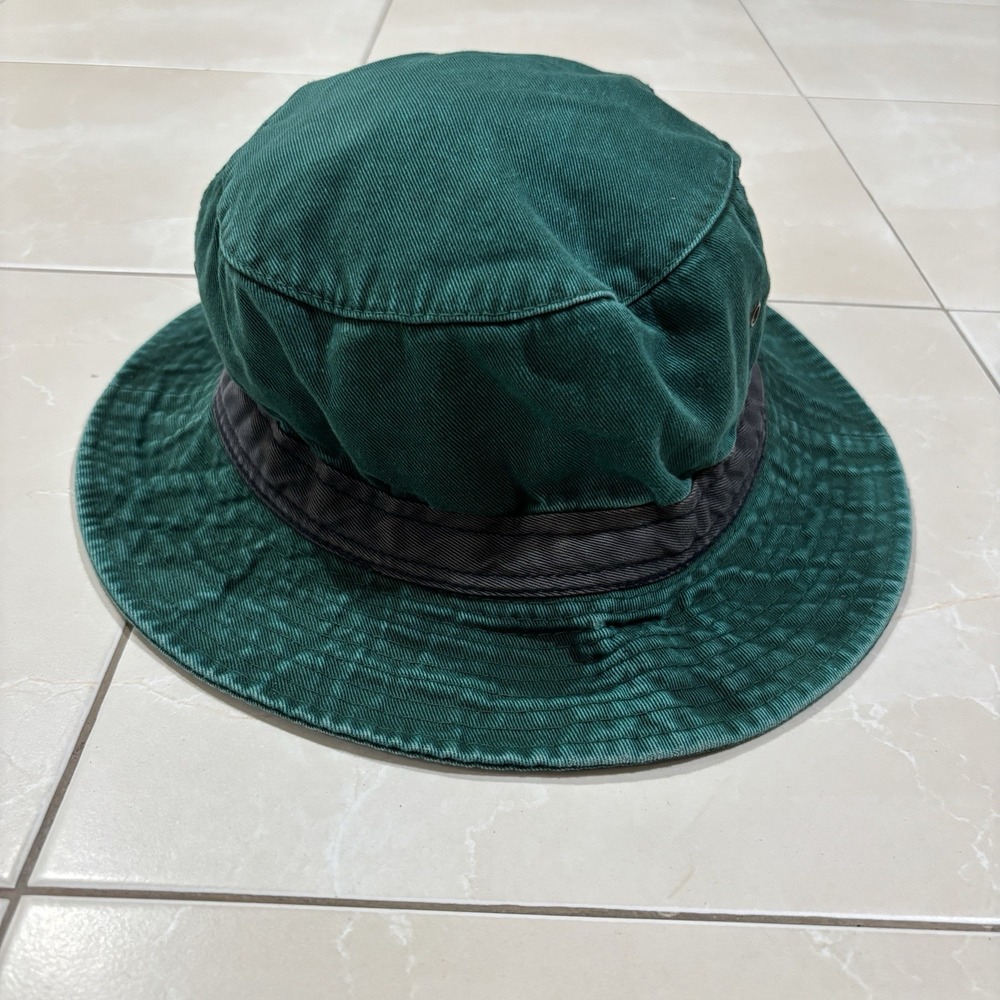 Vintage Eddie Bauer Bucket Hat RARE Men's XL 90s Green Denim Made In USA Fishing